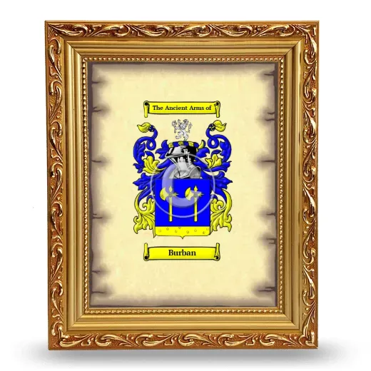Burban Coat of Arms Framed - Gold