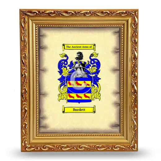 Burdett Coat of Arms Framed - Gold