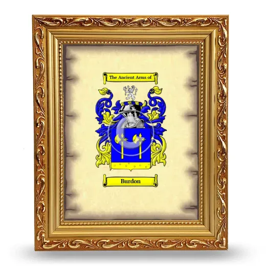 Burdon Coat of Arms Framed - Gold