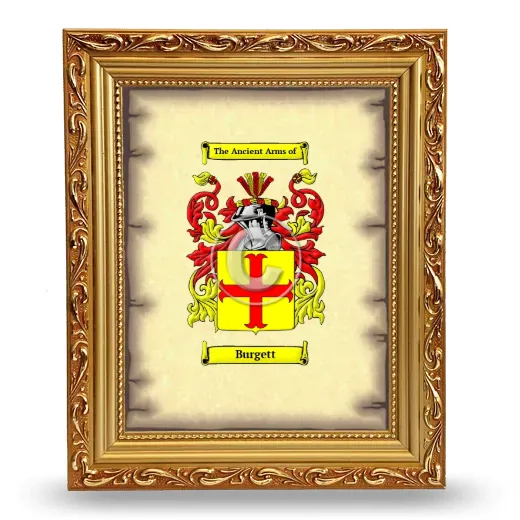Burgett Coat of Arms Framed - Gold