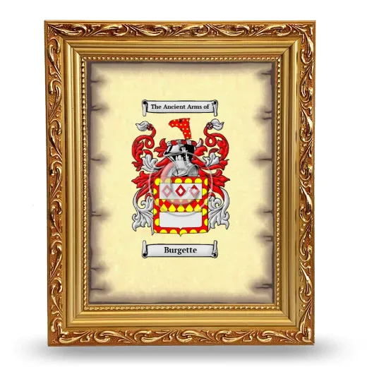 Burgette Coat of Arms Framed - Gold