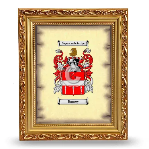 Burney Coat of Arms Framed - Gold