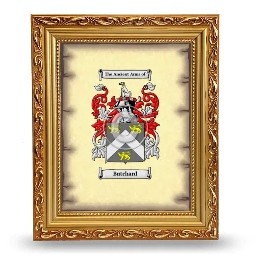 Butchard Coat of Arms Framed - Gold