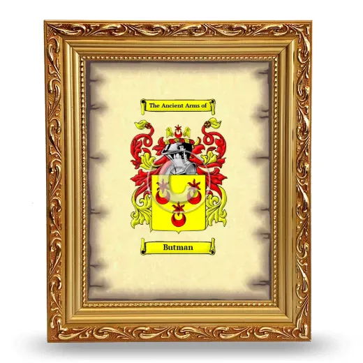 Butman Coat of Arms Framed - Gold