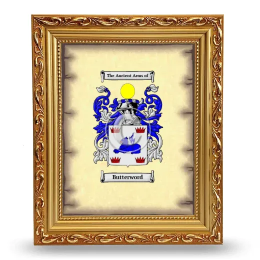 Butterword Coat of Arms Framed - Gold