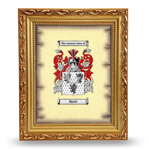 Byatt Coat of Arms Framed - Gold