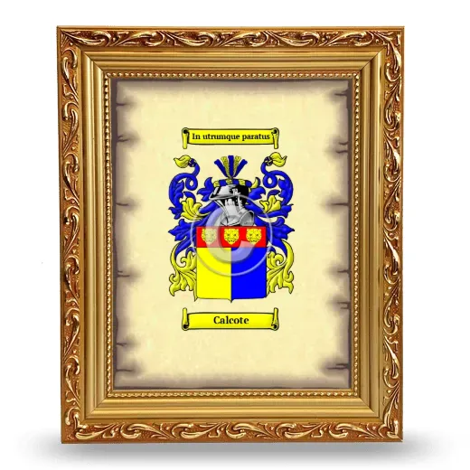 Calcote Coat of Arms Framed - Gold