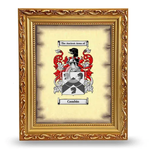 Cambin Coat of Arms Framed - Gold