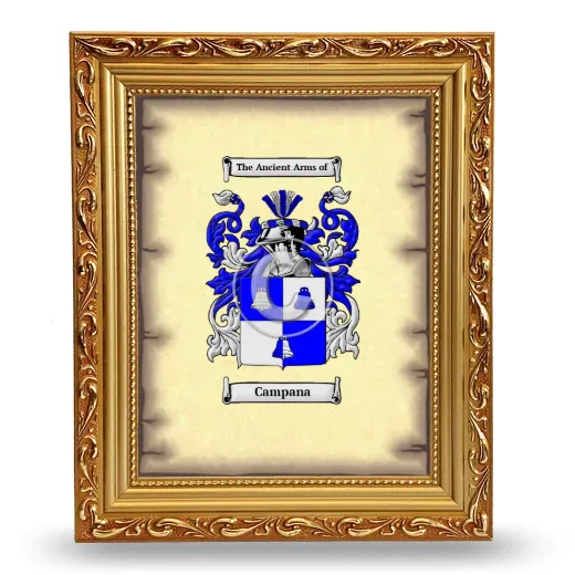 Campana Coat of Arms Framed - Gold