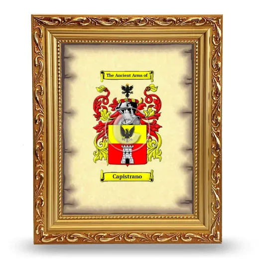 Capistrano Coat of Arms Framed - Gold