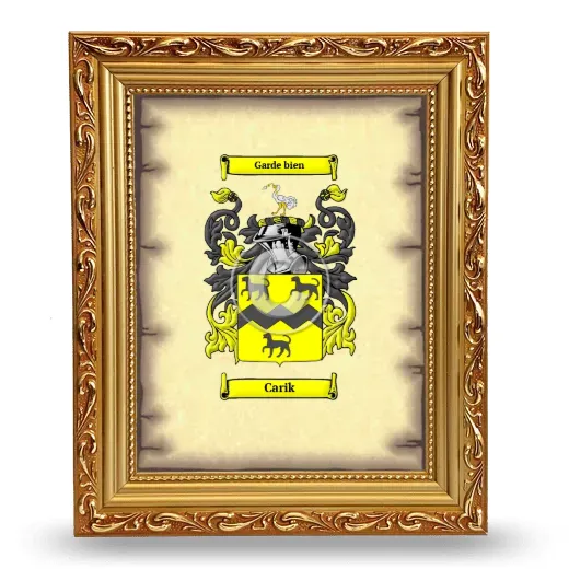 Carik Coat of Arms Framed - Gold