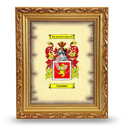 Carmine Coat of Arms Framed - Gold