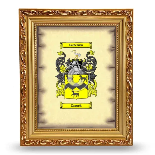 Carock Coat of Arms Framed - Gold
