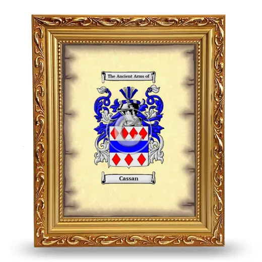 Cassan Coat of Arms Framed - Gold