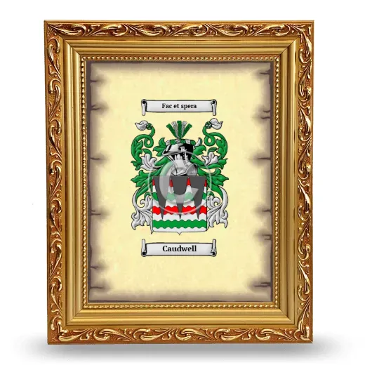 Caudwell Coat of Arms Framed - Gold