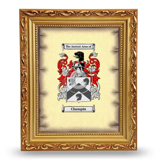 Champin Coat of Arms Framed - Gold