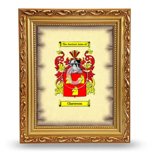 Chaveron Coat of Arms Framed - Gold