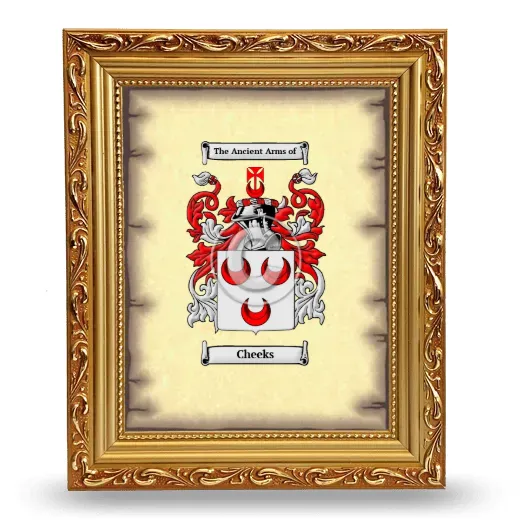 Cheeks Coat of Arms Framed - Gold
