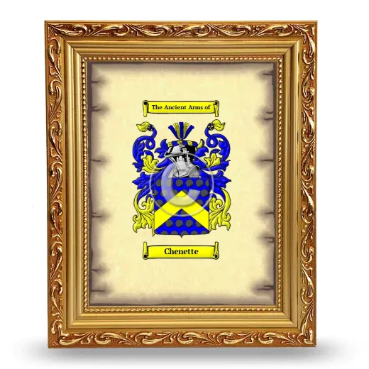 Chenette Coat of Arms Framed - Gold