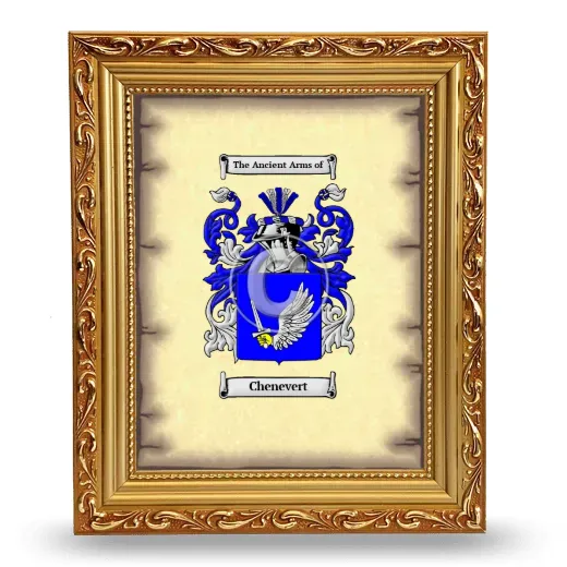 Chenevert Coat of Arms Framed - Gold