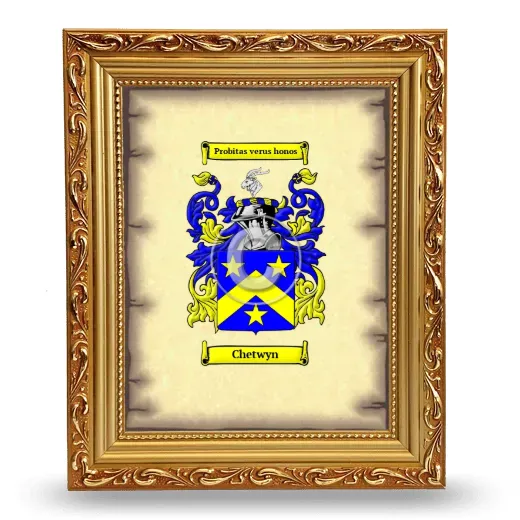 Chetwyn Coat of Arms Framed - Gold