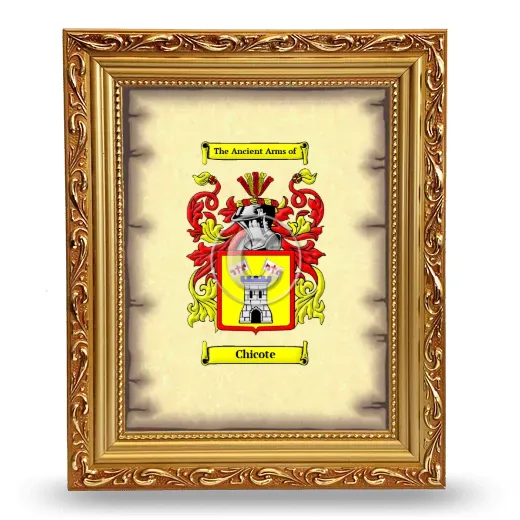 Chicote Coat of Arms Framed - Gold