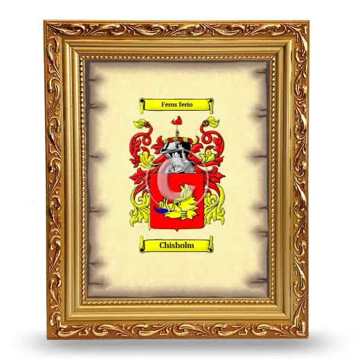 Chisholm Coat of Arms Framed - Gold