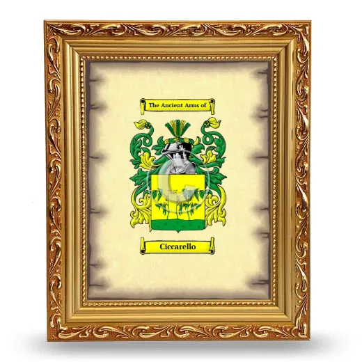 Ciccarello Coat of Arms Framed - Gold