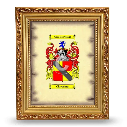 Clavering Coat of Arms Framed - Gold