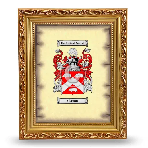 Claxon Coat of Arms Framed - Gold