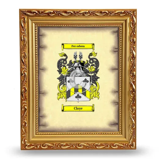 Claye Coat of Arms Framed - Gold
