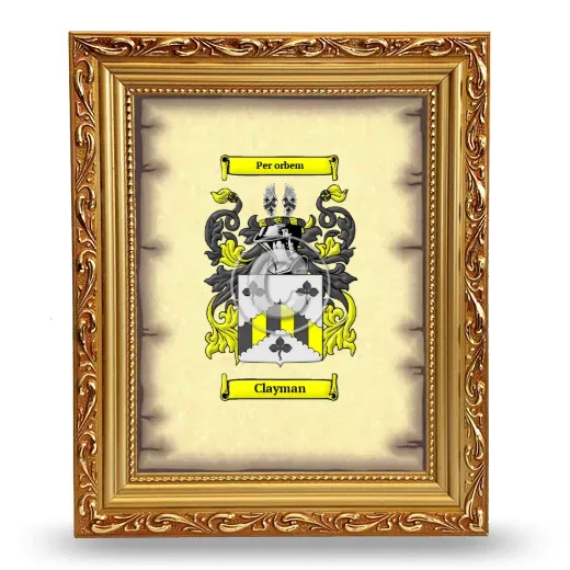 Clayman Coat of Arms Framed - Gold