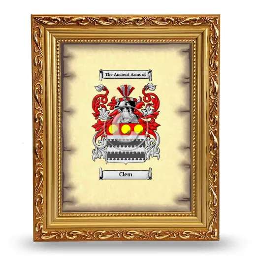 Clem Coat of Arms Framed - Gold