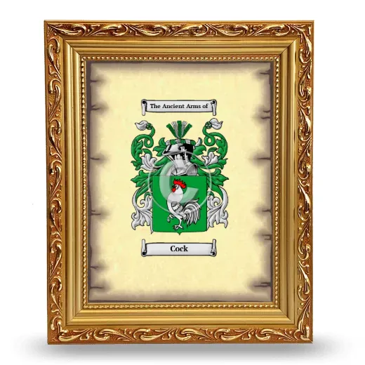 Cock Coat of Arms Framed - Gold