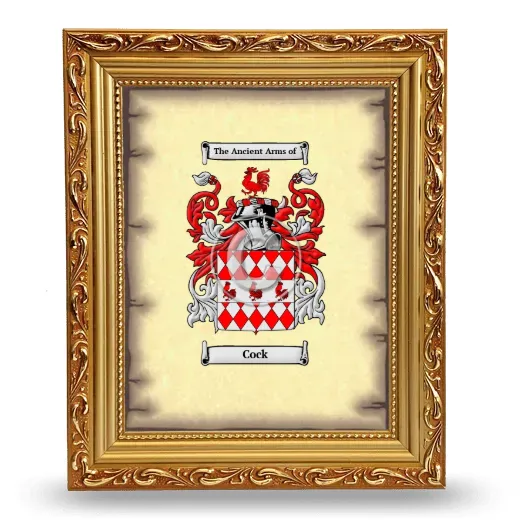 Cock Coat of Arms Framed - Gold