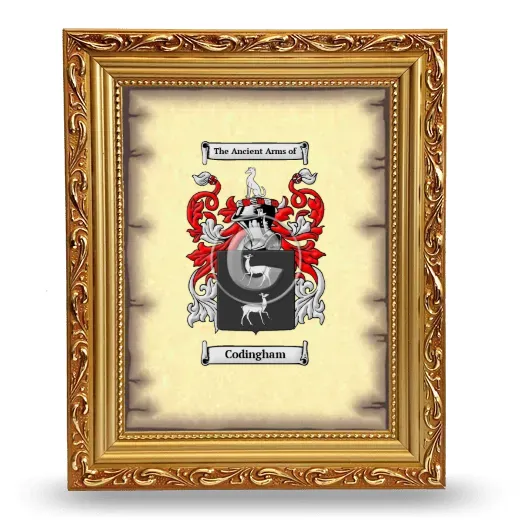 Codingham Coat of Arms Framed - Gold