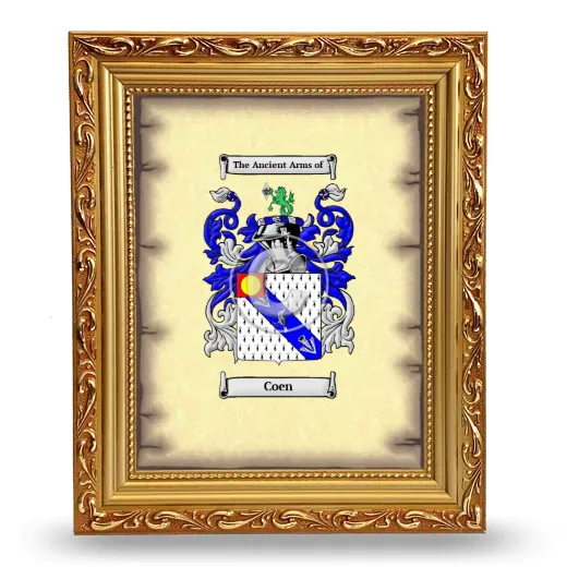 Coen Coat of Arms Framed - Gold