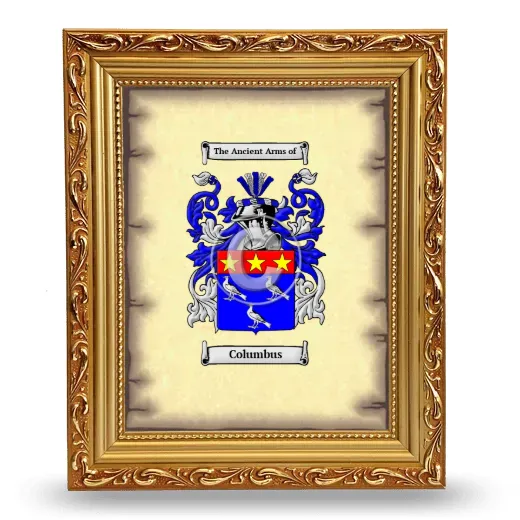 Columbus Coat of Arms Framed - Gold