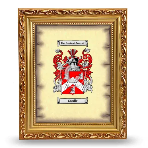 Cordle Coat of Arms Framed - Gold