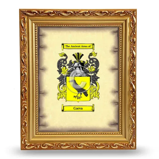 Corva Coat of Arms Framed - Gold
