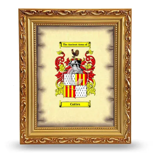 Cottes Coat of Arms Framed - Gold