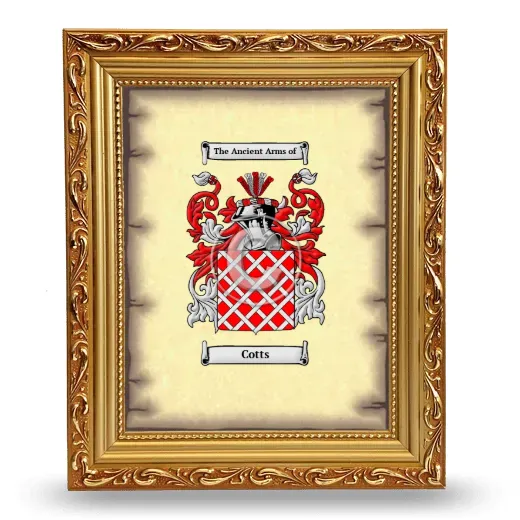 Cotts Coat of Arms Framed - Gold