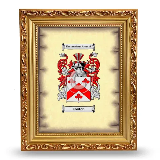 Couton Coat of Arms Framed - Gold