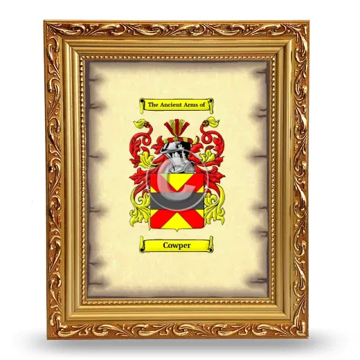 Cowper Coat of Arms Framed - Gold