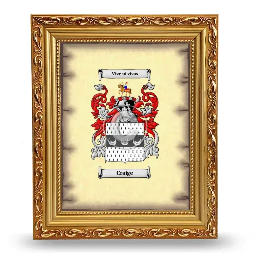 Craige Coat of Arms Framed - Gold