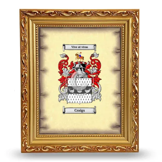 Craigs Coat of Arms Framed - Gold