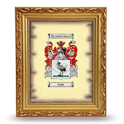 Cran Coat of Arms Framed - Gold