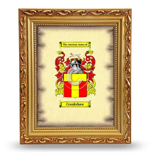 Crankshaw Coat of Arms Framed - Gold