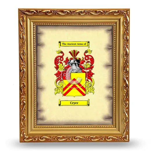 Cryer Coat of Arms Framed - Gold