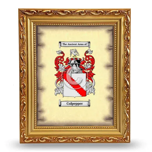 Culpepper Coat of Arms Framed - Gold